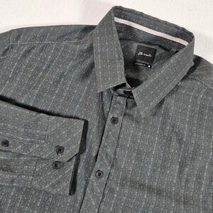 JB‎ Holt Button Down Shirt Mens L Gray Geometric Stripe Stretch JB286FPW